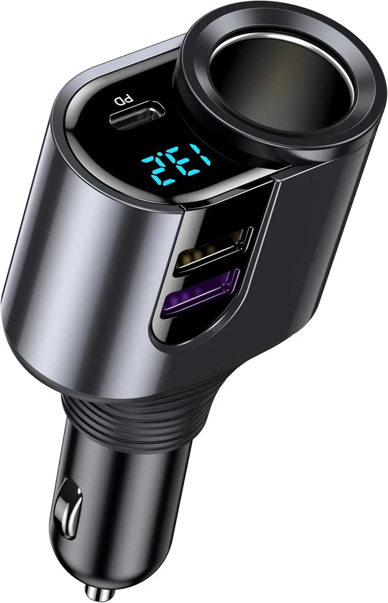 lelisten lelisten USB C Car Charger 12V/24V 30W PD QC 3.0 3 Ports Socket Splitter — product photo