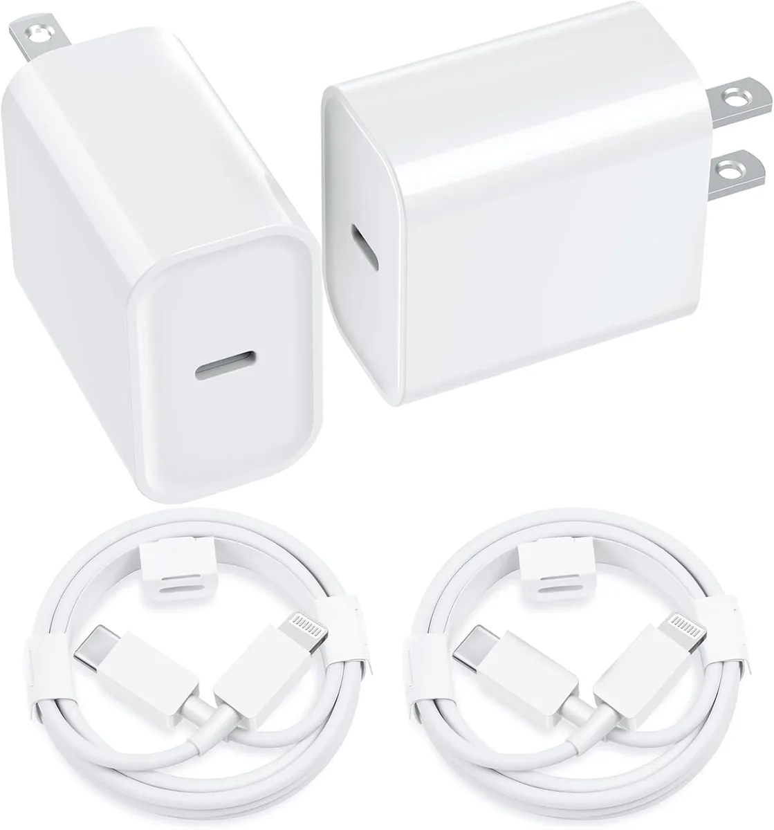 Elestur Elestur 20W USB-C Wall Charger 2 Pack with 2×6FT Lightning Cables MFi Certified — product photo