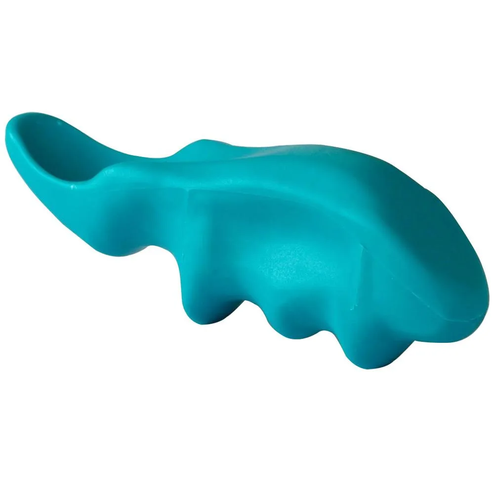 Small green ABS thumb grip tool, about 1.8 by 5.1 inches, smooth finish
