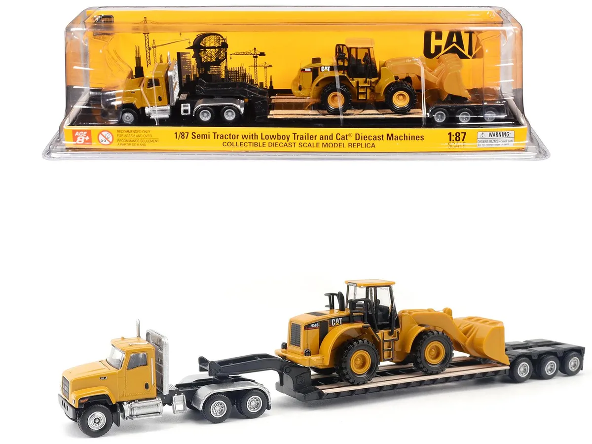 DieCast Masters DieCast Masters CAT CT681 Day Cab Tractor &amp; 950G Wheel Loader 1/87 HO Scale — product photo