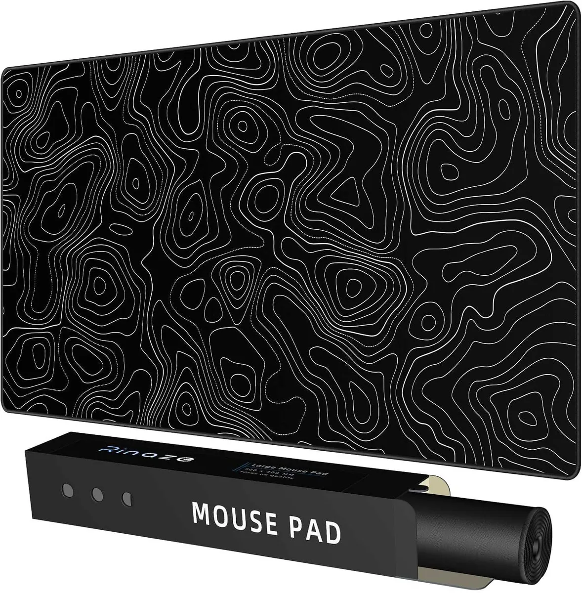 BAOFENG BAOFENG Extra Large Gaming Mouse Pad Black Topographic 35.4 x 15.7 in — product photo