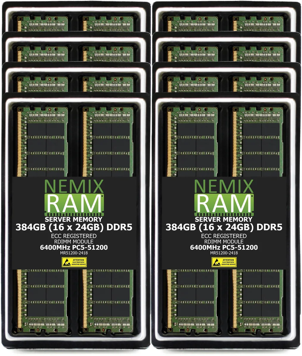 NEMIX RAM NEMIX RAM 384GB DDR5 6400 16x24GB ECC RDIMM 2Rx8 CL52 1.1V — product photo