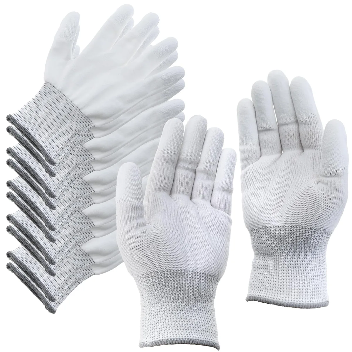  LUORNG White Nylon Antistatic Gloves 6 Pairs 20-22cm — product photo