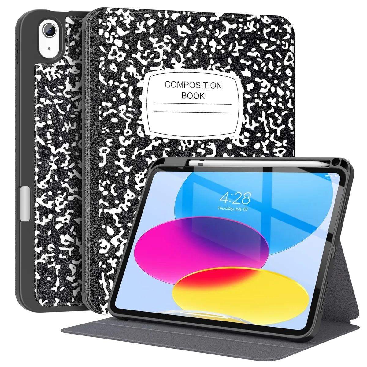  Supveco Composition Notebook Case for iPad 11 (A16) &amp; iPad 10th Gen 10.9" Black — product photo