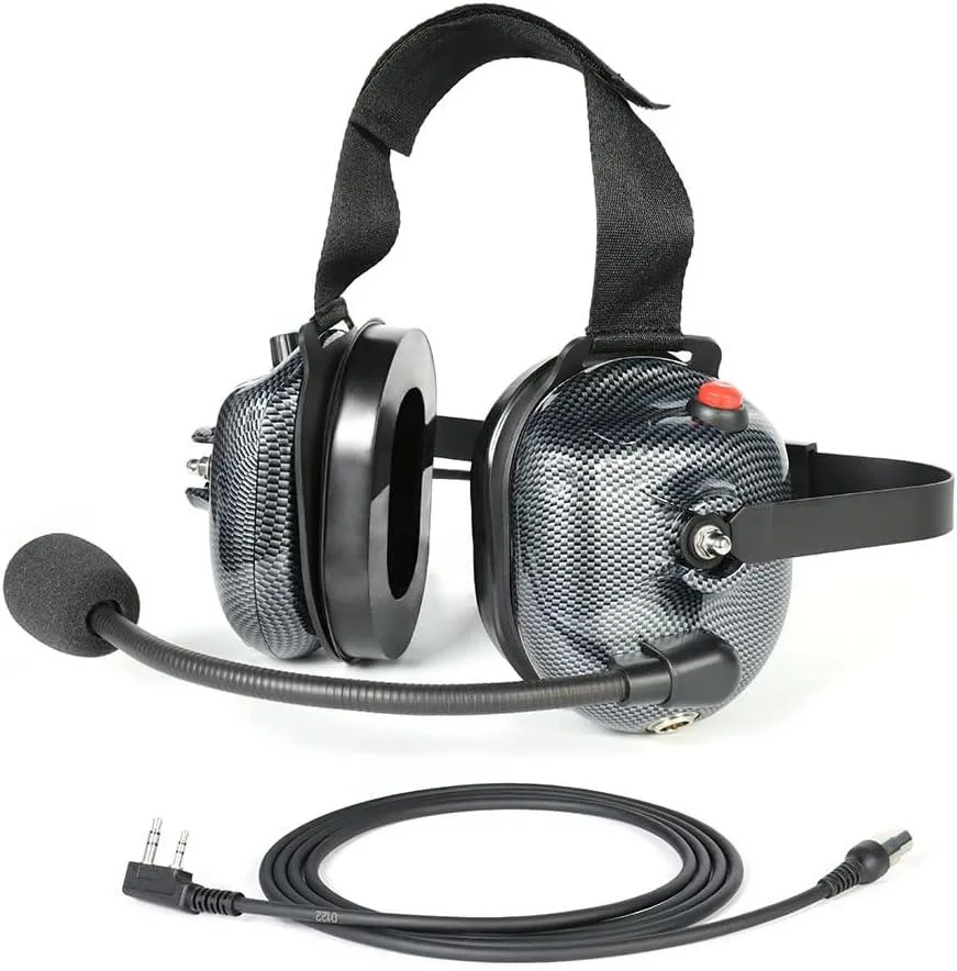 usbroway usbroway Carbon Fiber Style Behind-The-Head Two-Way Radio Headset with Volume Control, 3.5 mm Aux Jack — product photo