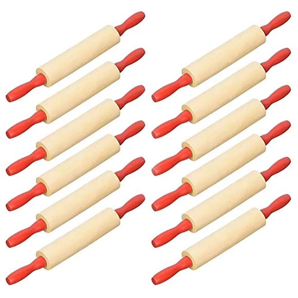  The Dreidel Company UNAK825 7.5" Wood Rolling Pin 12-Pack Red — product photo