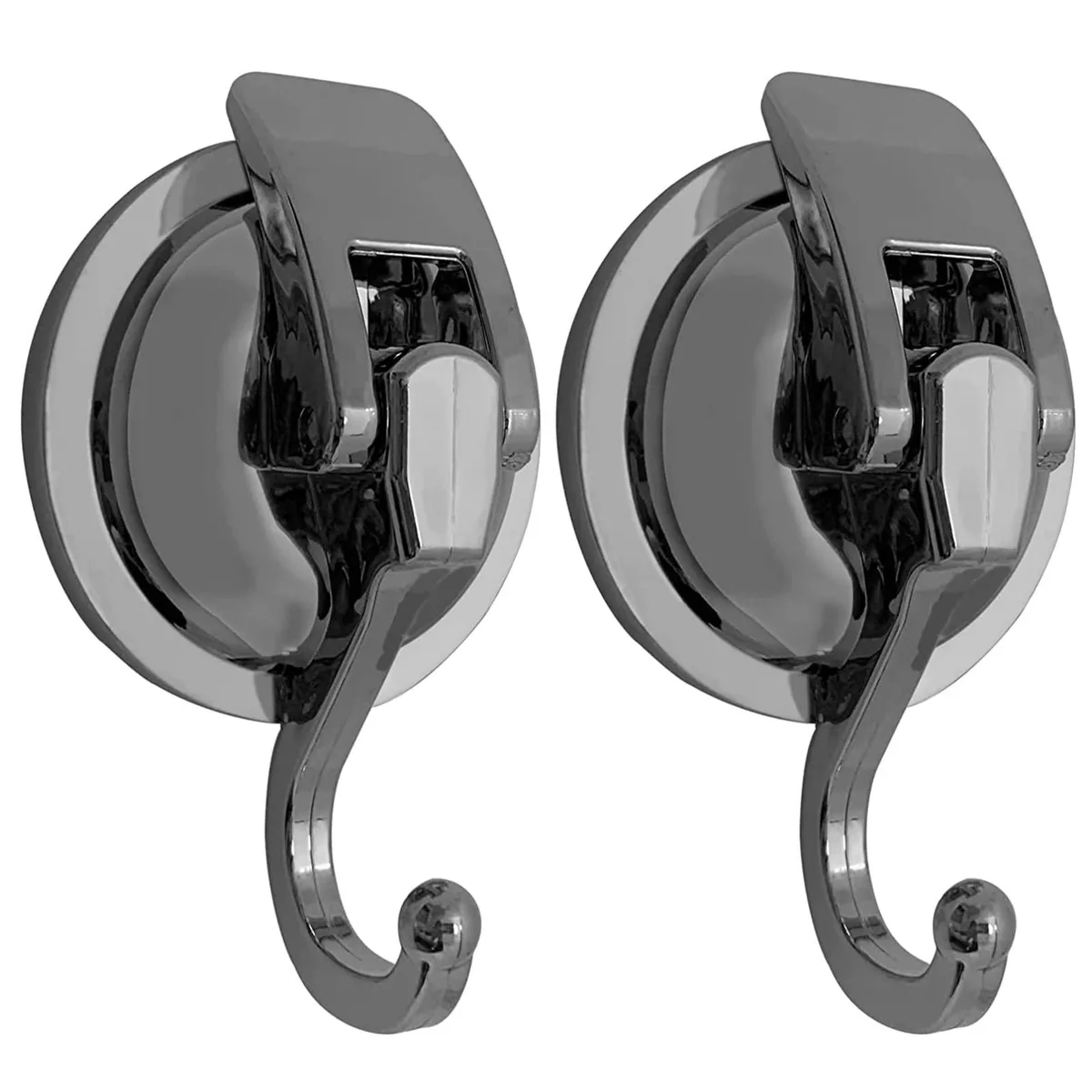 Heavy Duty Suction Cup Hooks Silver Grey 2 Pack — product photo