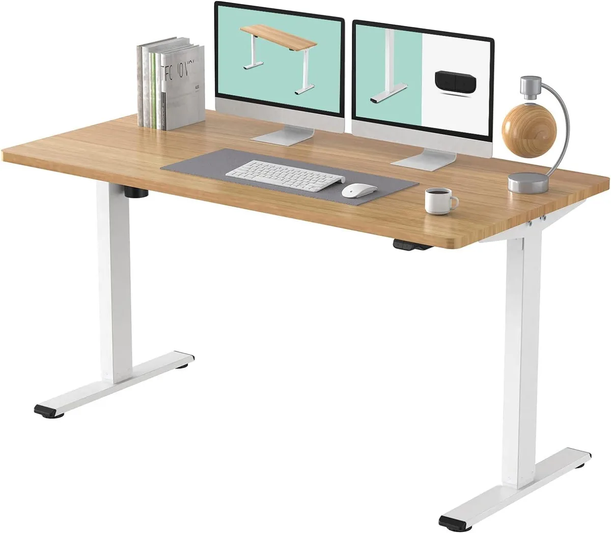 PISKEKAT PISKEKAT Electric Standing Desk 55 x 28 Inch White Frame Maple Top — product photo