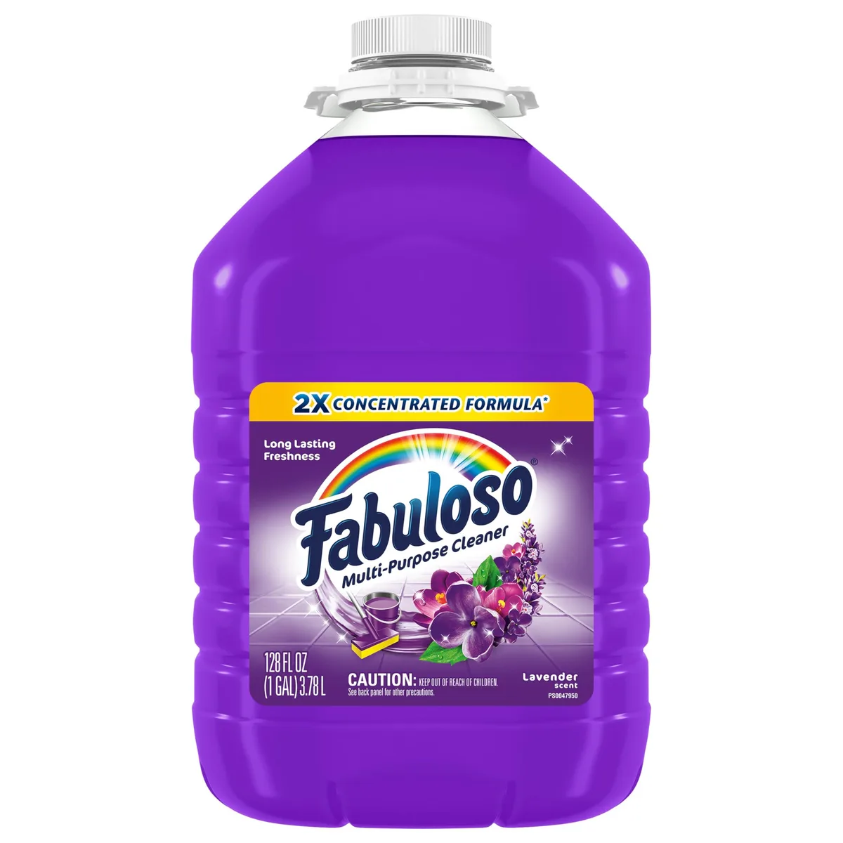 Large white plastic bottle with purple label, 128 fl oz concentrated lavender cleaner