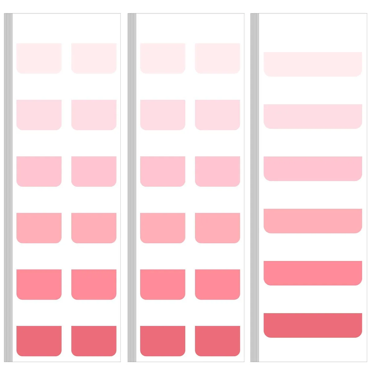 Pink gradient sticky tabs in a booklet, 300 pieces with medium and large sizes