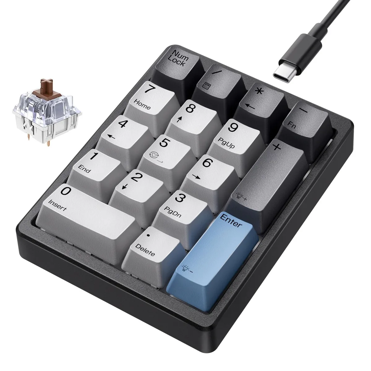  Keychron KN17 17-Key Wired Mechanical Number Pad Brown Switch Black — product photo