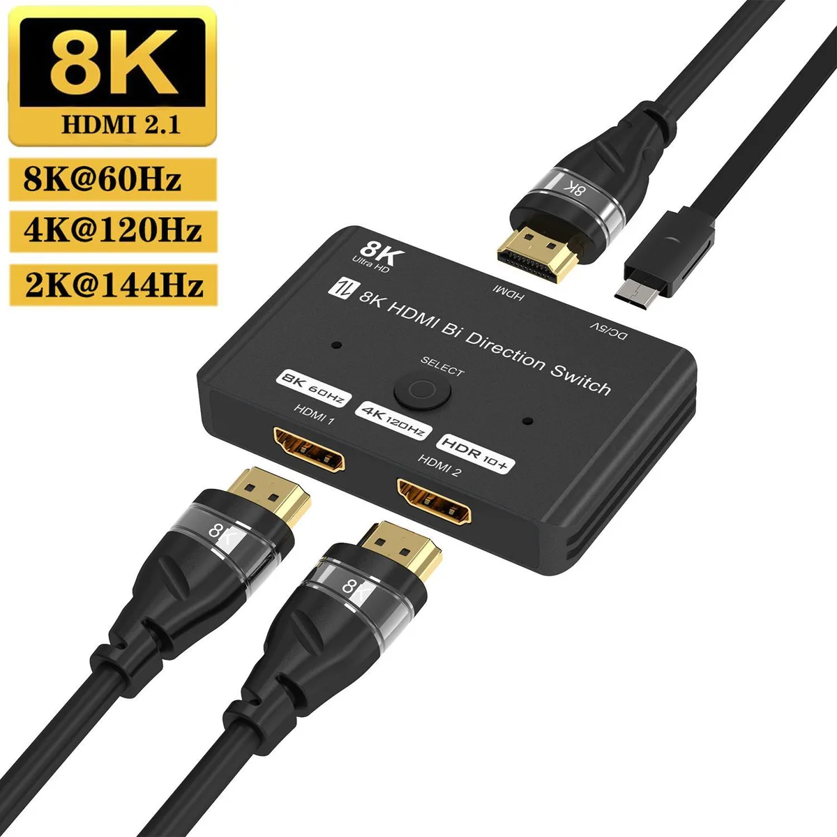WRIARICH WRIARICH TJ-A041 Bi-Directional HDMI 2.1 Video Switch 8K@60Hz 4K@120Hz 48Gbps — product photo