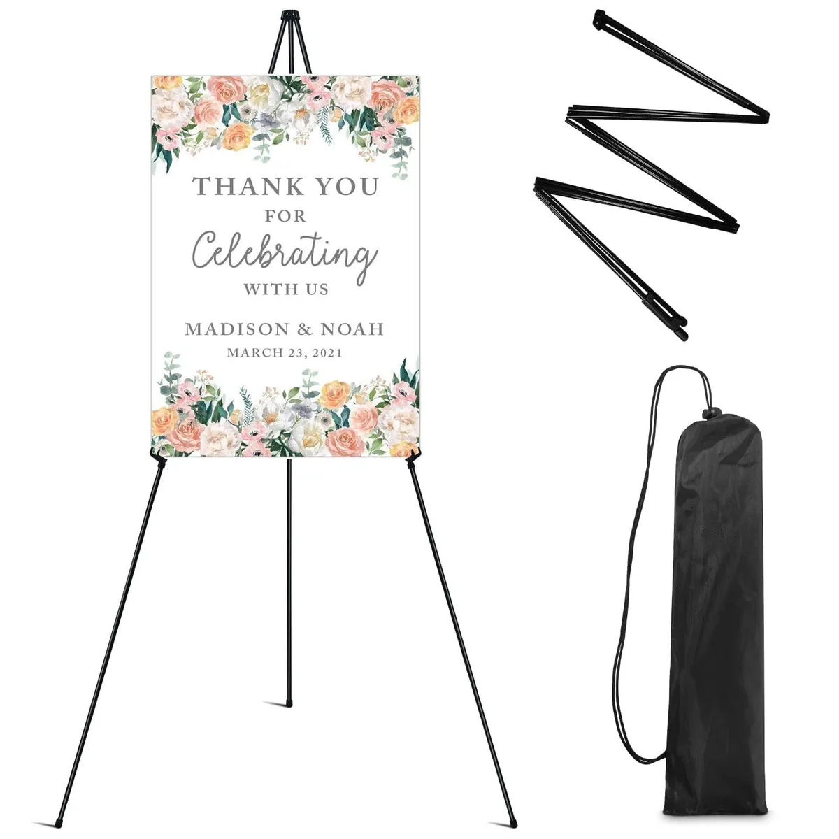  RRFTOK 63B 63 in Single-Mast Easel, Black, 2.5 lb, 14.5 in Folded — product photo
