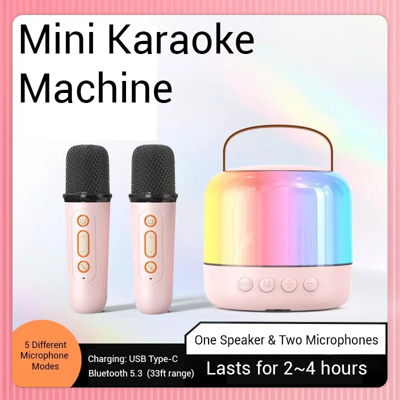 Mayflower Distributing Mayflower Distributing Mini Karaoke System Pink Bluetooth 5.3 2 Mics — product photo