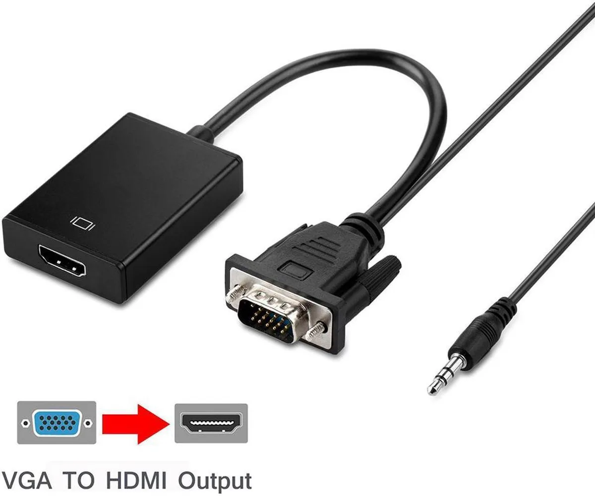 Vszerda Vszerda VGA to HDMI adapter with 3.5 mm audio and micro USB power — product photo