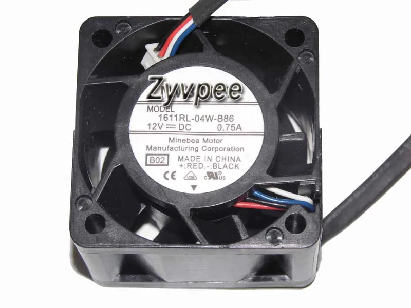 Zyvpee Zyvpee 1611RL-04W-B86 B02 40x28mm 4-pin 12V 0.75A ball bearing case fan — product photo