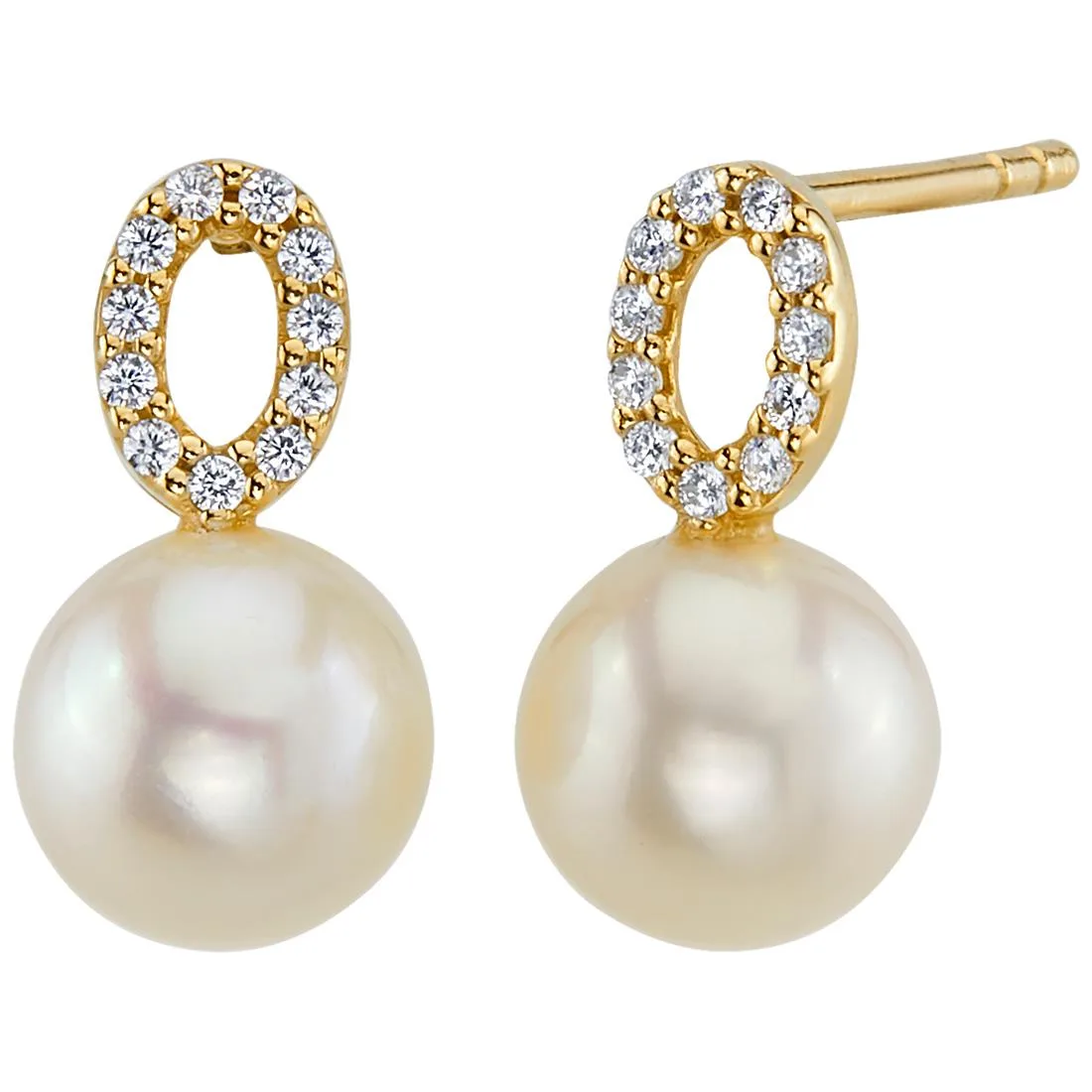 Oravo Oravo 14K Yellow Gold 7.0mm Freshwater Pearl Open Solitaire Stud Earrings — product photo