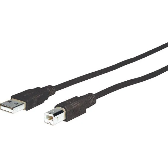 Black 15 ft USB 2.0 A to A cable with nickel-plated connectors