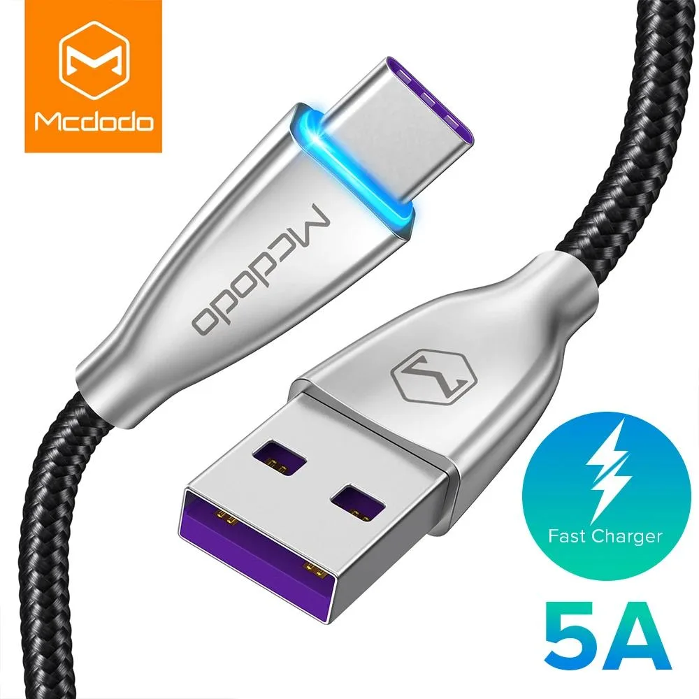 Micro USB to USB A cable with LED indicator, black finish