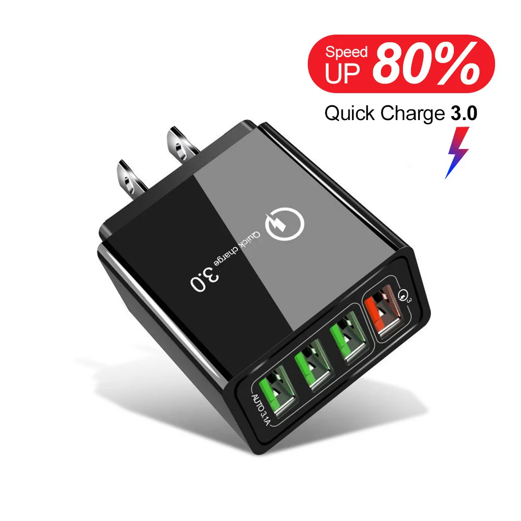 LUOM LUOM BK376 48W 4-port USB travel wall charger 5V 3.1A black — product photo