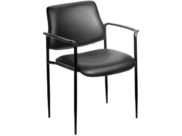 BOSS Office Products BOSS B9503-CS Square Back Diamond Stacking Chair Black Caressoft Vinyl Fixed Arms — product photo