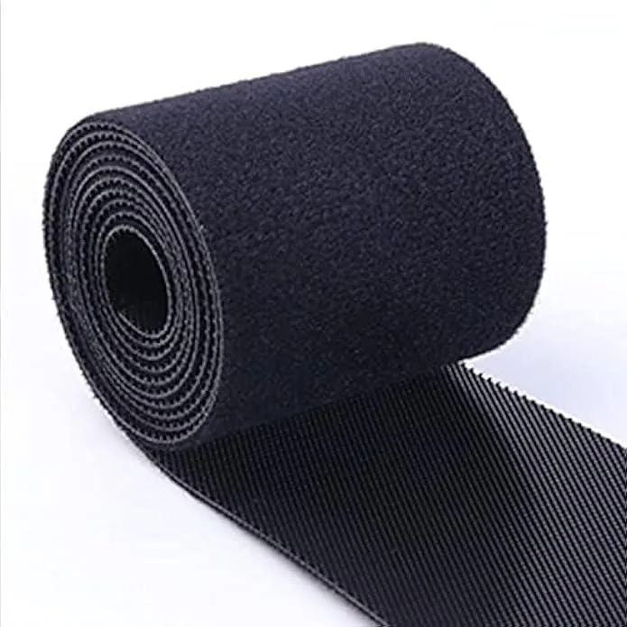 Black hook-and-loop cable tie roll, 32FT length, 2-inch width, nylon material