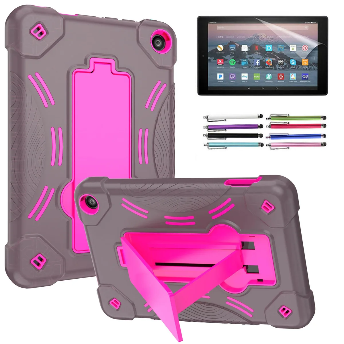 anicestore anicestore Protection Case for Amazon Fire 7 12th Gen (2022) Gray/Pink — product photo