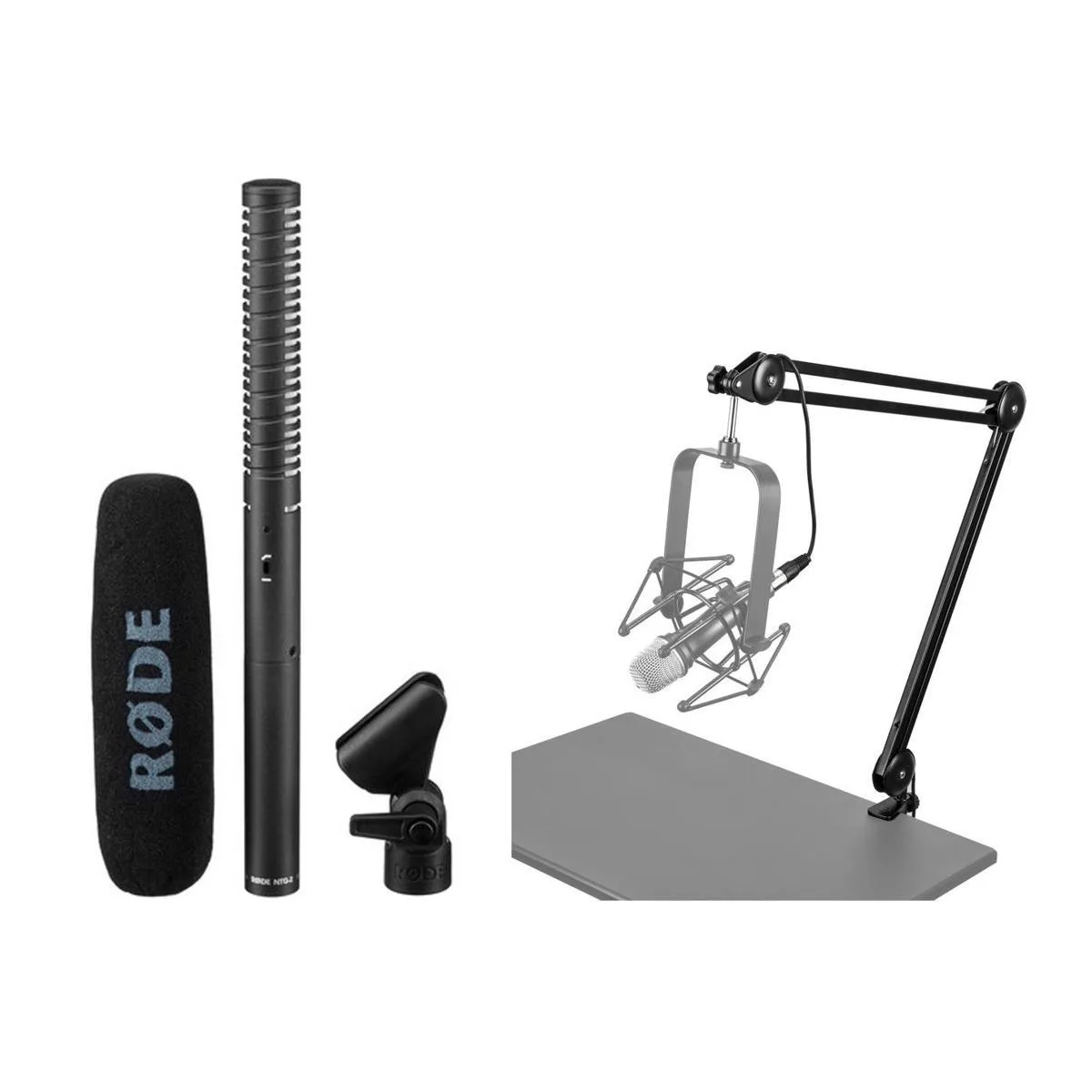 RODE Microphone RODE Microphone NTG2 Dual Powered Shotgun Microphone with Broadcast Arm — product photo