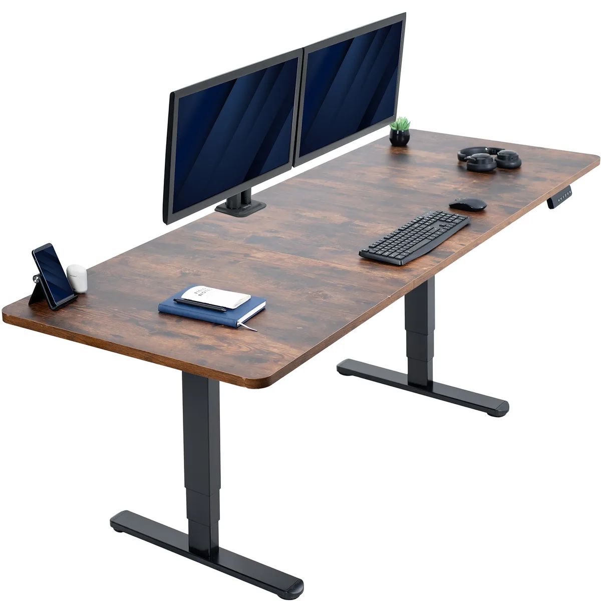 VIVO VIVO Electric Stand Up Desk 83 x 30 Vintage Brown/Black — product photo
