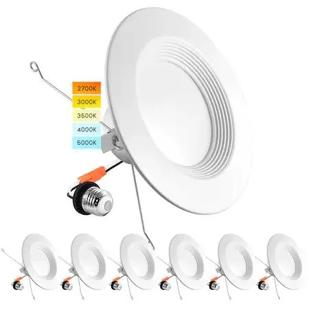 Luxrite Luxrite LR23795-6PK 5/6 Inch LED Recessed Can Lights 5 CCT 2700K-5000K 14W — product photo