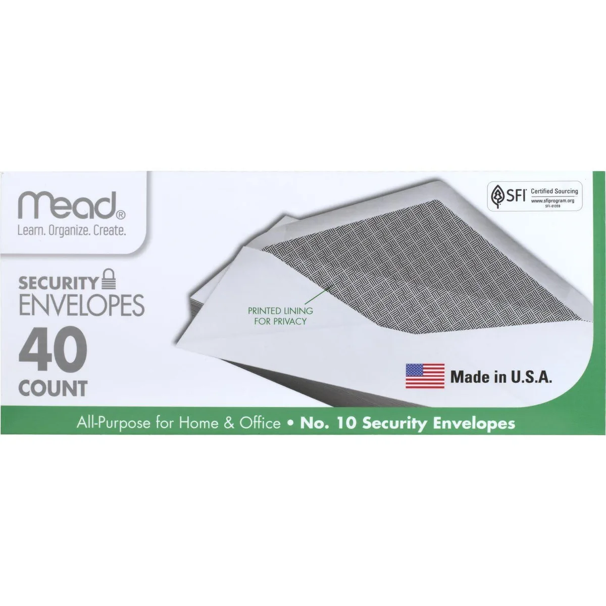 Mead MEA75214 #10 Security Envelopes White 40-count — product photo