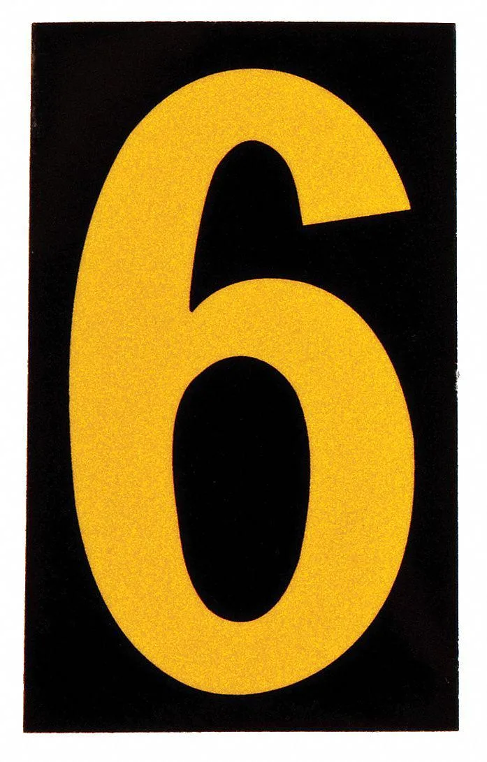Brady 5890-6 number label pack of 25 black on yellow adhesive die cut labels