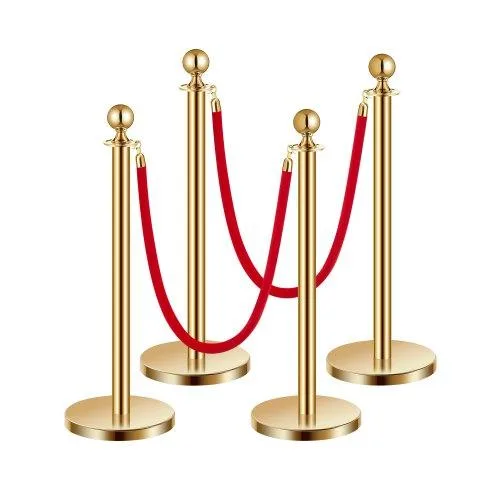 VEVOR VEVOR Stanchions &amp; Velvet Ropes 4Pcs Gold 201 Stainless Steel 1.5m Ropes 32mm 12.91x35.04in — product photo