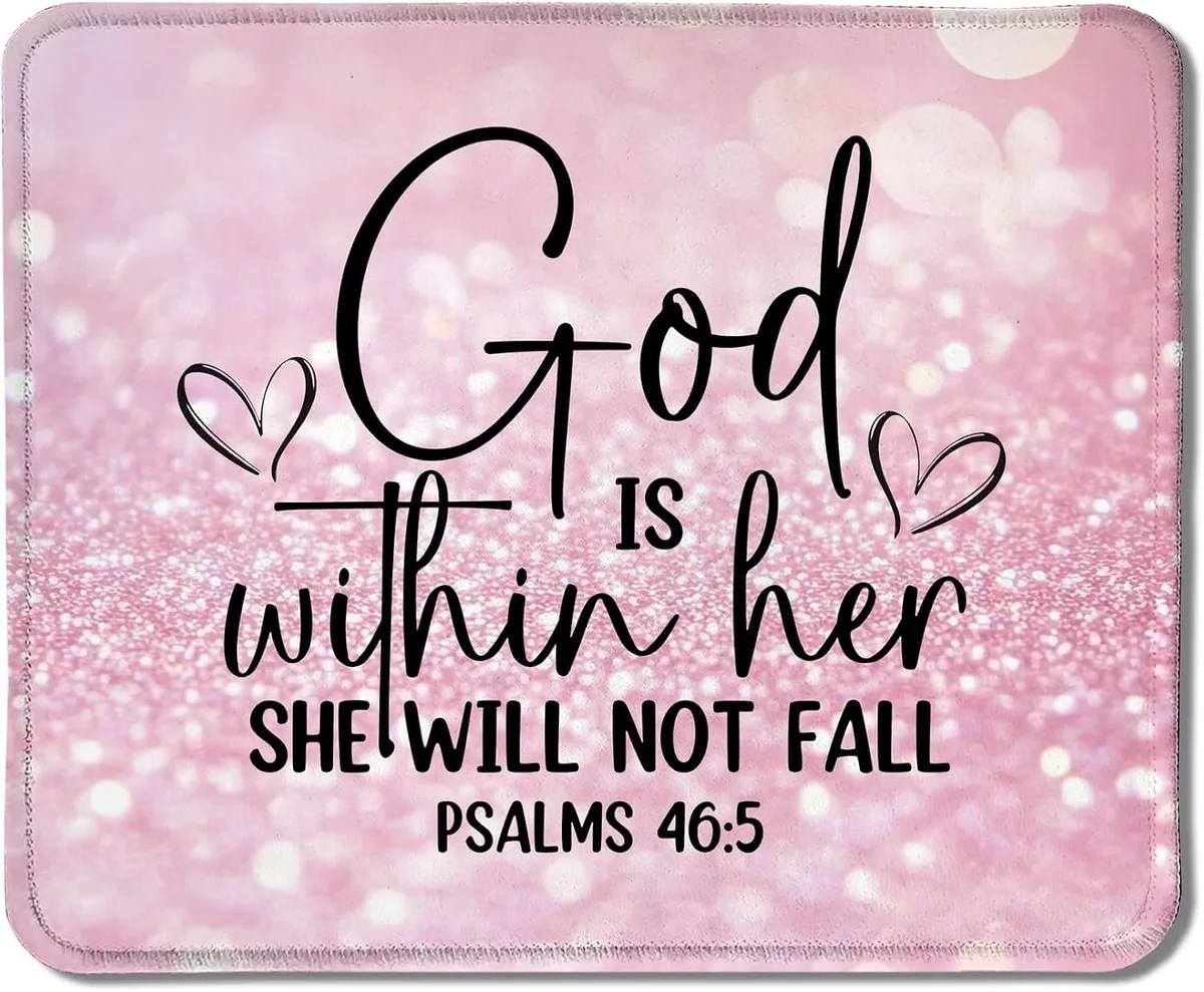 BAOFENG BAOFENG Pink Christian Mouse Pad God is Within Her 9.5x7.9 Inch — product photo