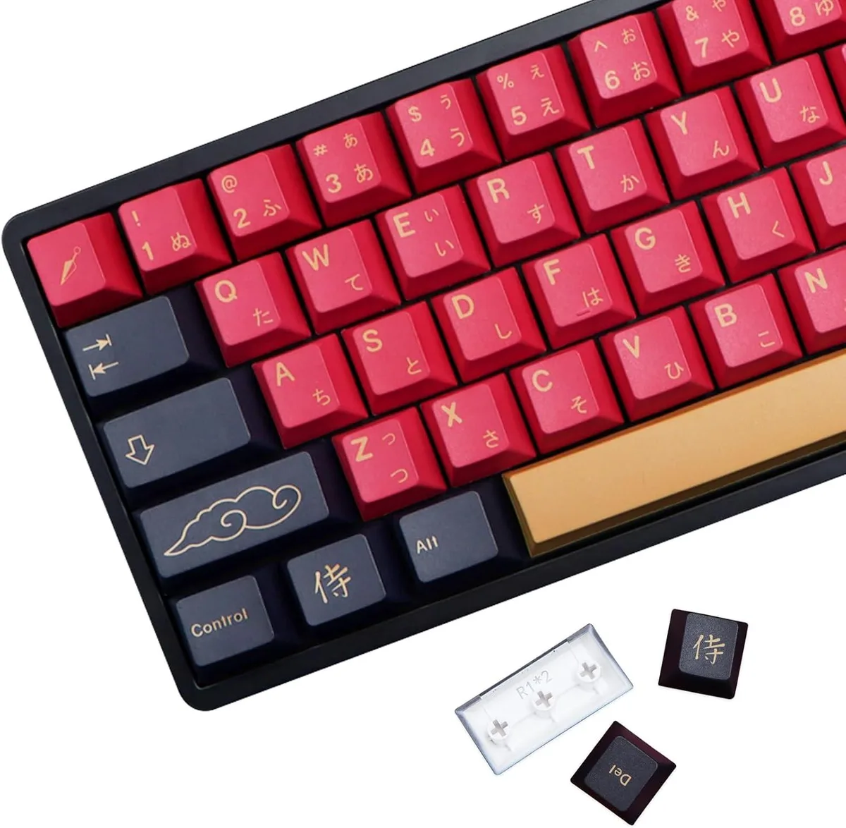 TUKO TUKO Red Samurai PBT Keycap Set 129 Keys Cherry Profile 60% — product photo