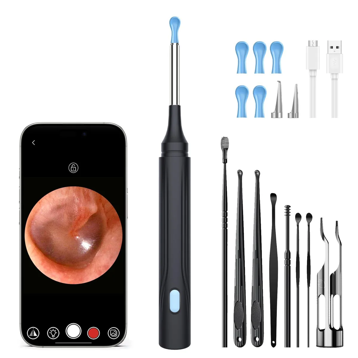 Ear Cleaner with Camera 10MP 2.4GHz Wi-Fi Black — product photo