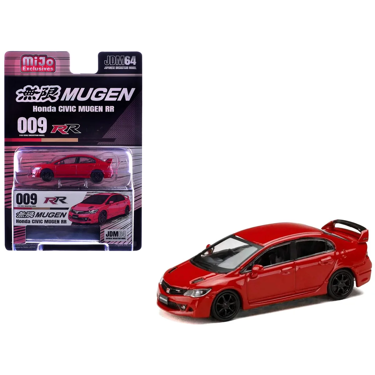HOBBY JAPAN HOBBY JAPAN Honda Civic Mugen RR FD2 RHD Milano Red JDM64 1/64 Diecast Hobby Collectible — product photo