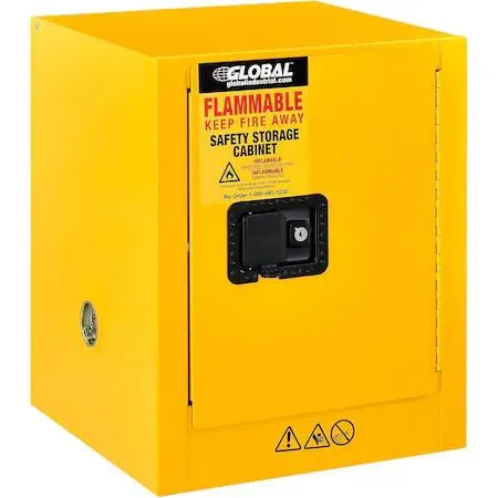 Global Industrial Global Industrial 298670 Flammable Cabinet Manual Close Single Door 4 Gallon Yellow — product photo