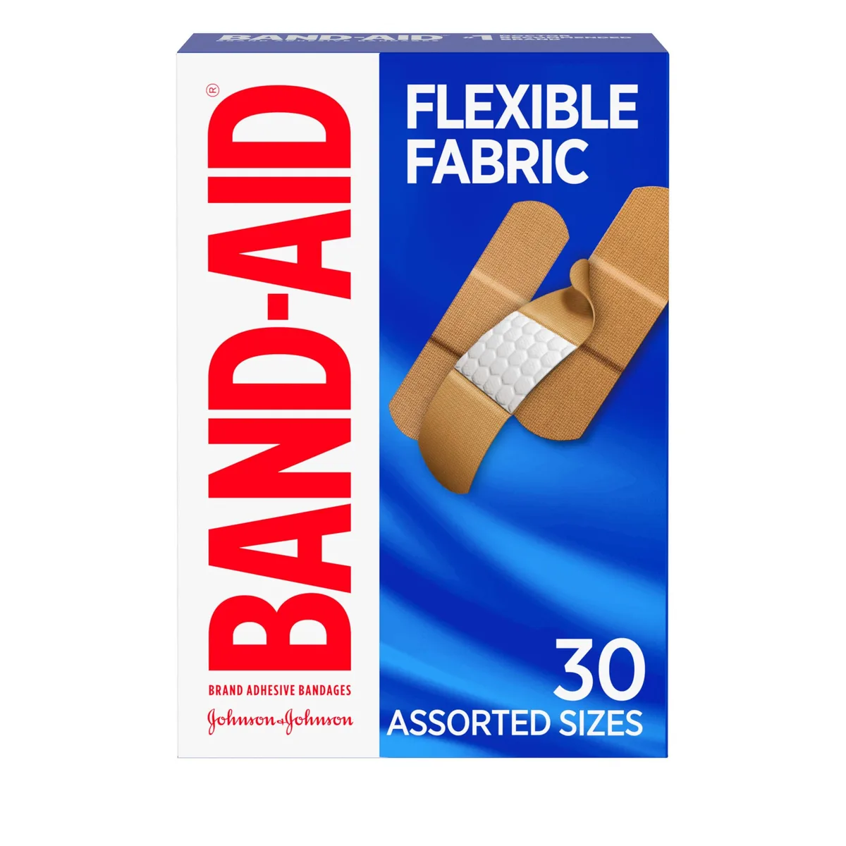  Band-Aid 4430 Flexible Fabric Adhesive Bandages Assorted Sizes 30 Count — product photo