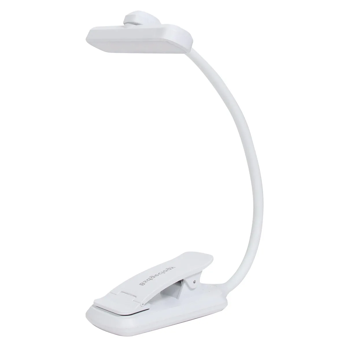White clip-on book light with 24 LED bar flexible gooseneck USB-C charging