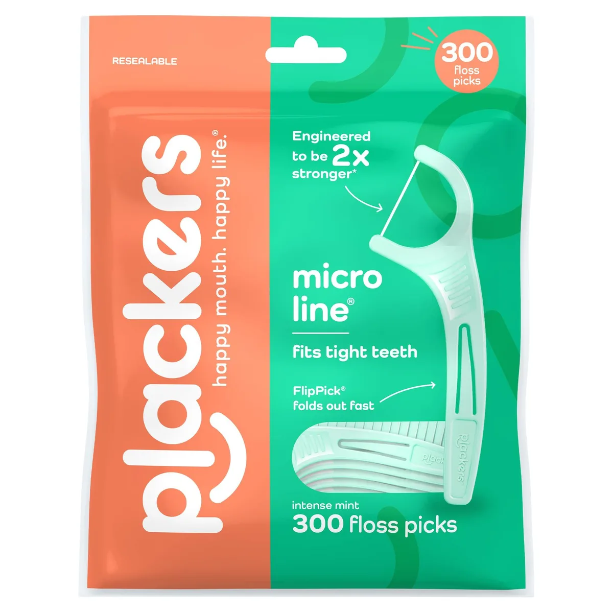 Black rectangular box containing 300 mint floss picks