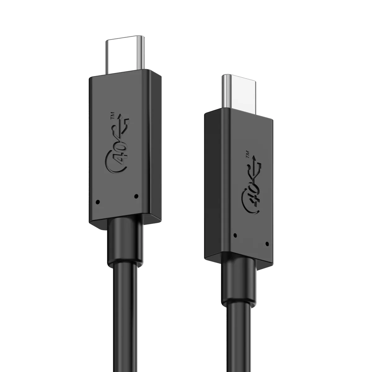Black USB-C cable with straight connectors, 0.8 metre length