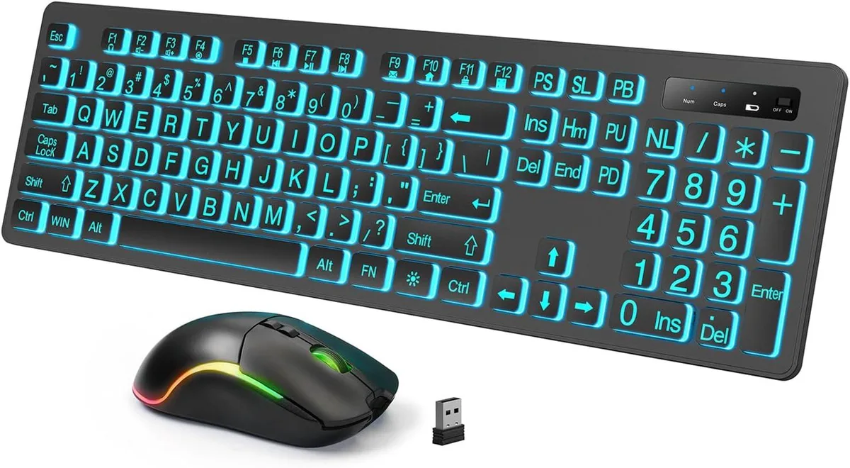 usbroway usbroway Wireless Keyboard Mouse Combo 2.4G Backlit Large Print Full-size — product photo