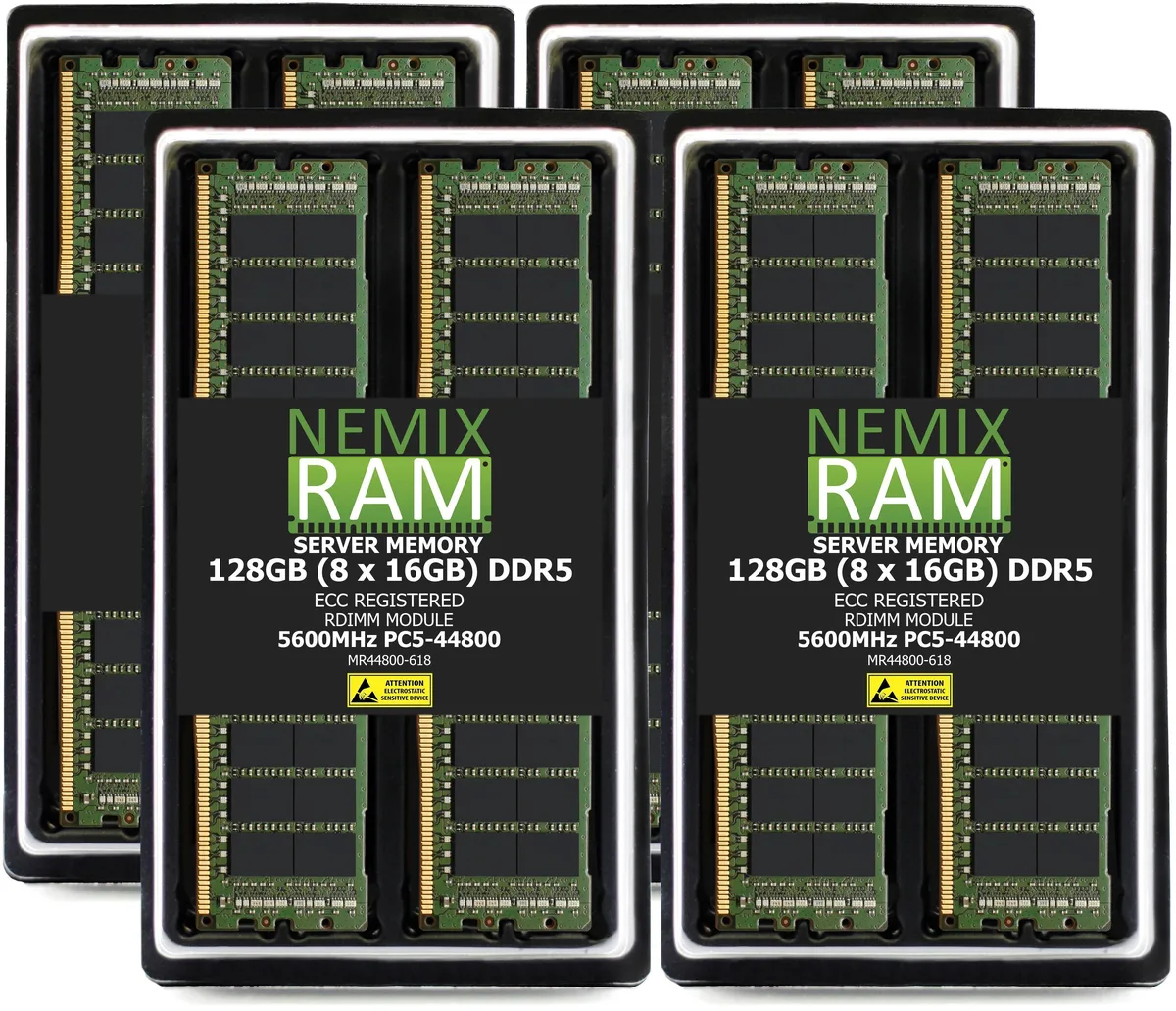 NEMIX RAM NEMIX RAM DDR5 128GB 8x16GB 5600MHz CL46 1.1V ECC Registered RDIMM Supermicro H14SHM memory upgrade — product photo