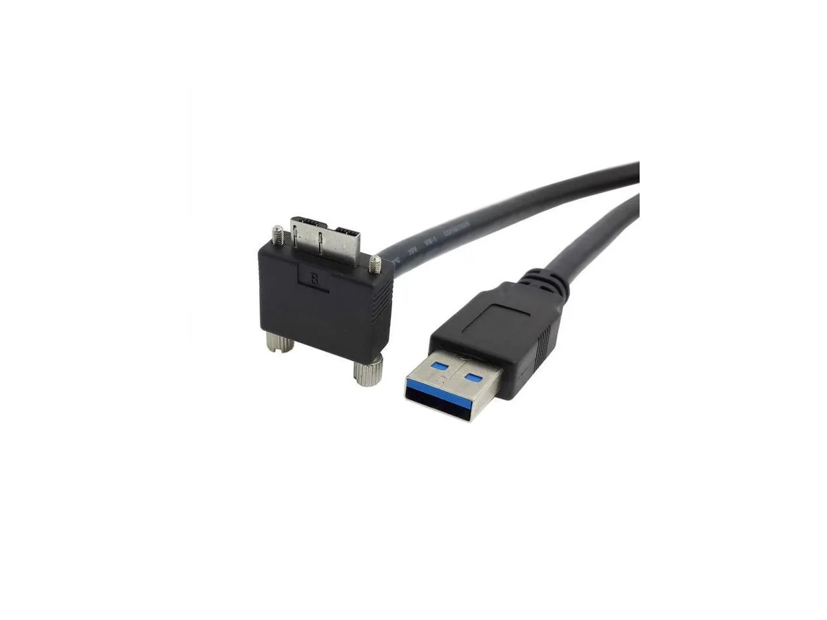 TeKit TeKit USB 3.0 A Male to Micro USB-B Male 90 Degree Screw Mount Cable 1m 3.3ft — product photo