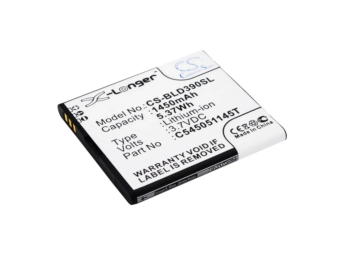 Rectangular replacement battery, matte black finish, Cameron Sino branding visible