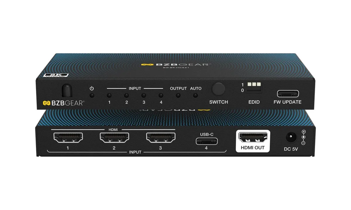 BZBGEAR BZBGEAR BG-8K-HCS41 4x1 HDMI/USB-C 2.1 video switch — product photo