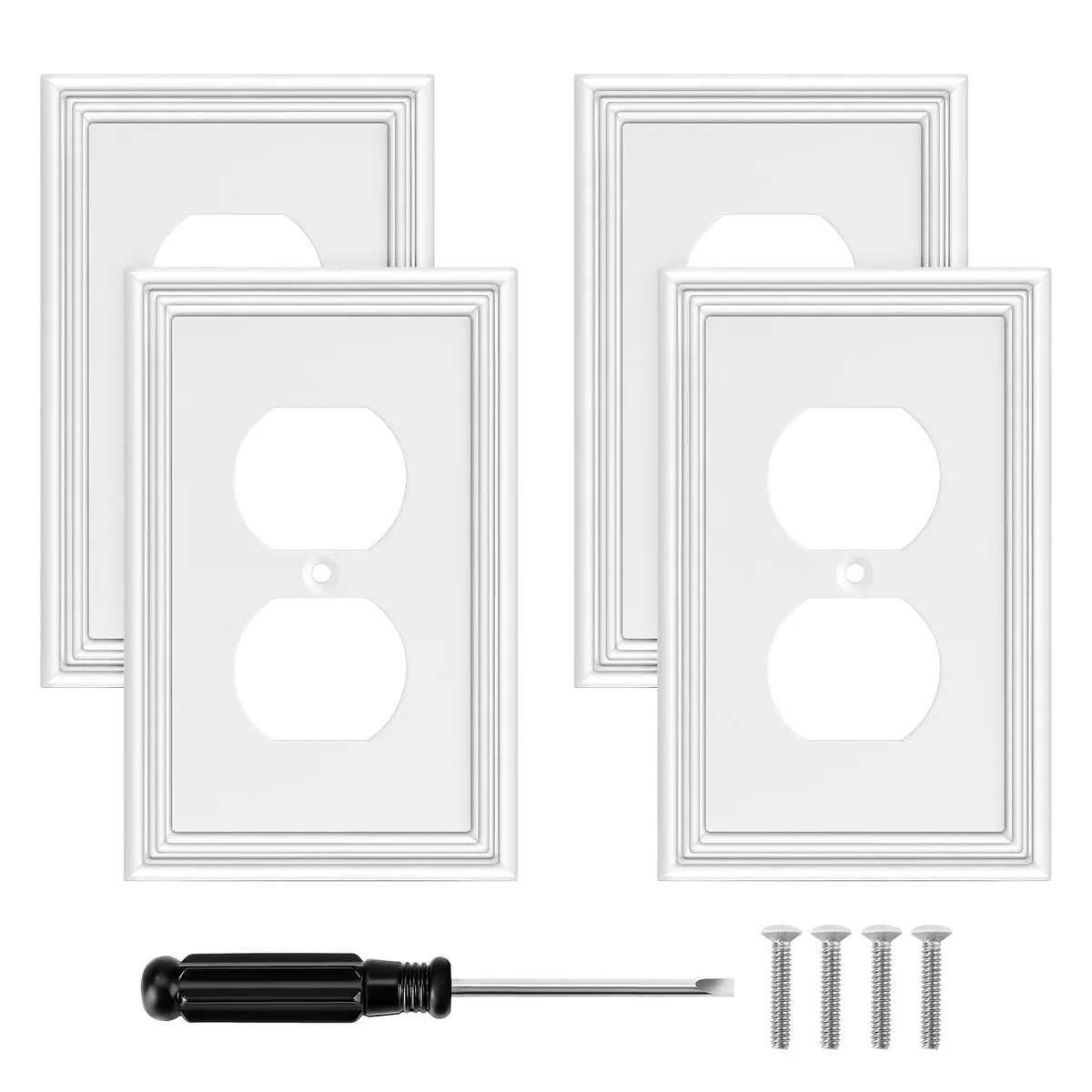  Ranweydi Bamboo Fiber Switch Plate 1-Gang Duplex White 4-Pack — product photo