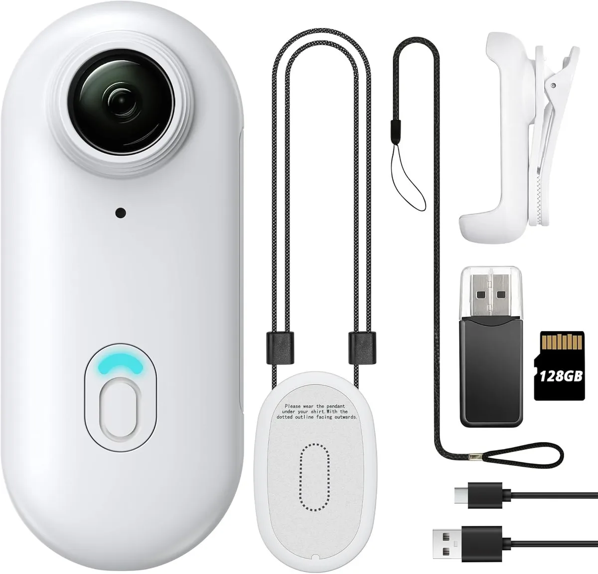 NaSR NaSR 128GB FHD 1080P Mini Body Camera White surveillance security system — product photo