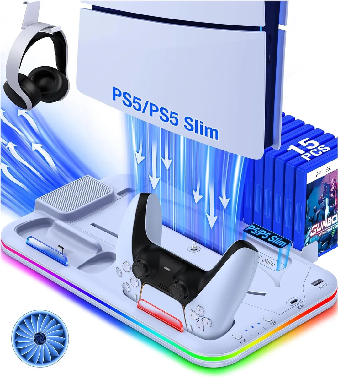 BONAEVER BONAEVER PS5 Slim Stand Cooling Station White 5200PRM — product photo